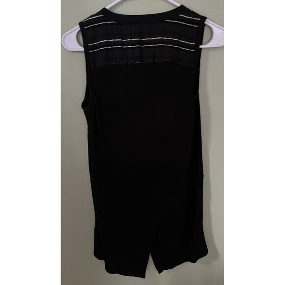 Deletta Women's Sleeveless Tank Top V-Neck Black/Silver Stripes Size Small - Picture 6 of 6